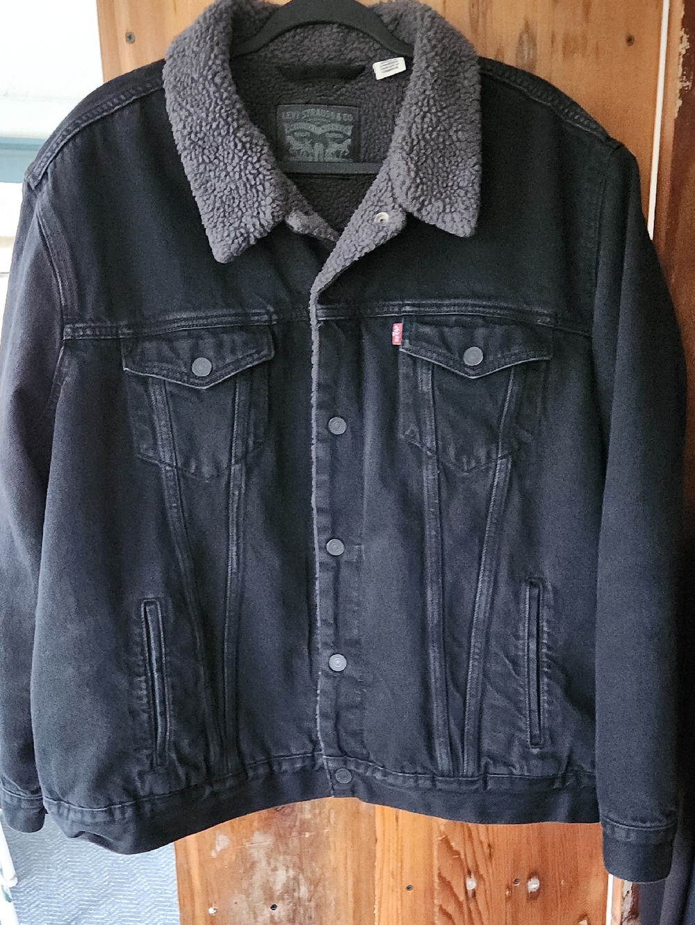 Levi's Black Sherpa-Lined Denim Jacket - 2XL